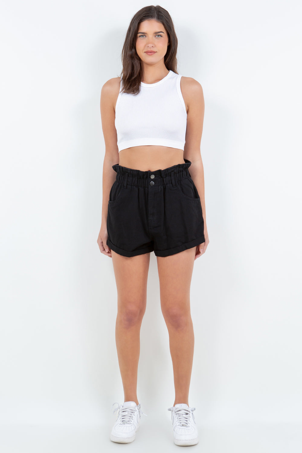 High Waist Paper Bag Shorts