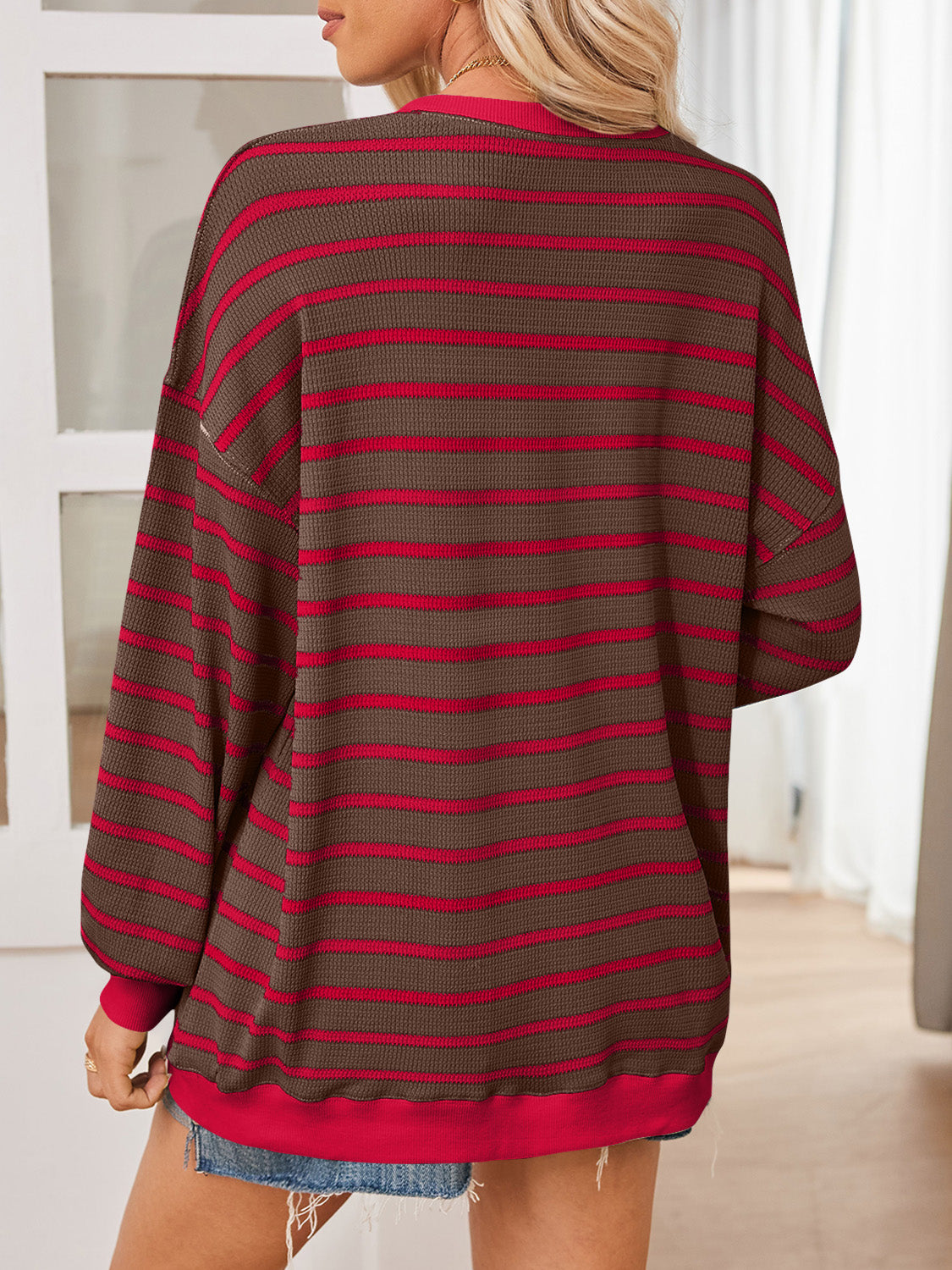 Striped Contrast Long Sleeve Sweatshirt