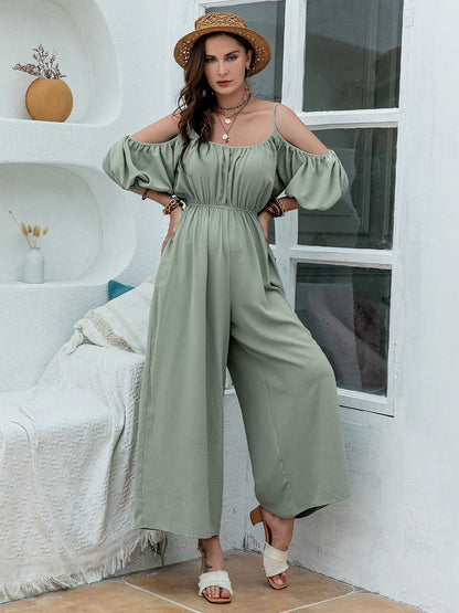 Plus Size Spaghetti Strap Wide Leg Jumpsuit