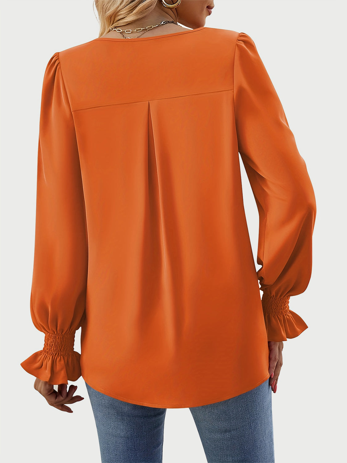 V-Neck Flounce Sleeve Top