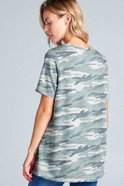 PLUS CAMOUFLAGE BOXY CASUAL TOP