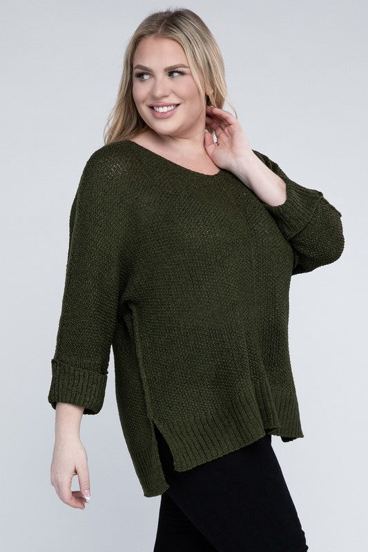 Plus Size Crew Neck Knit Sweater