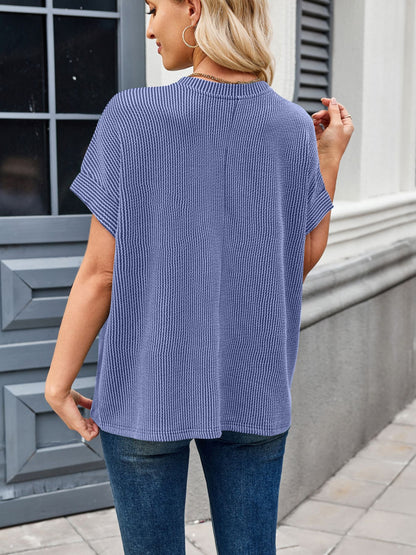 Round Neck Short Sleeve Rib T-Shirt