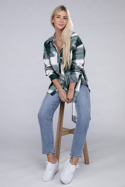 Plaid Belted Shacket