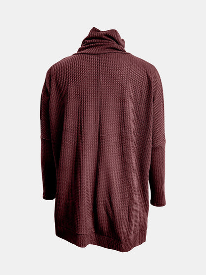 Waffle Knit Turtleneck Long Sleeve T-Shirt