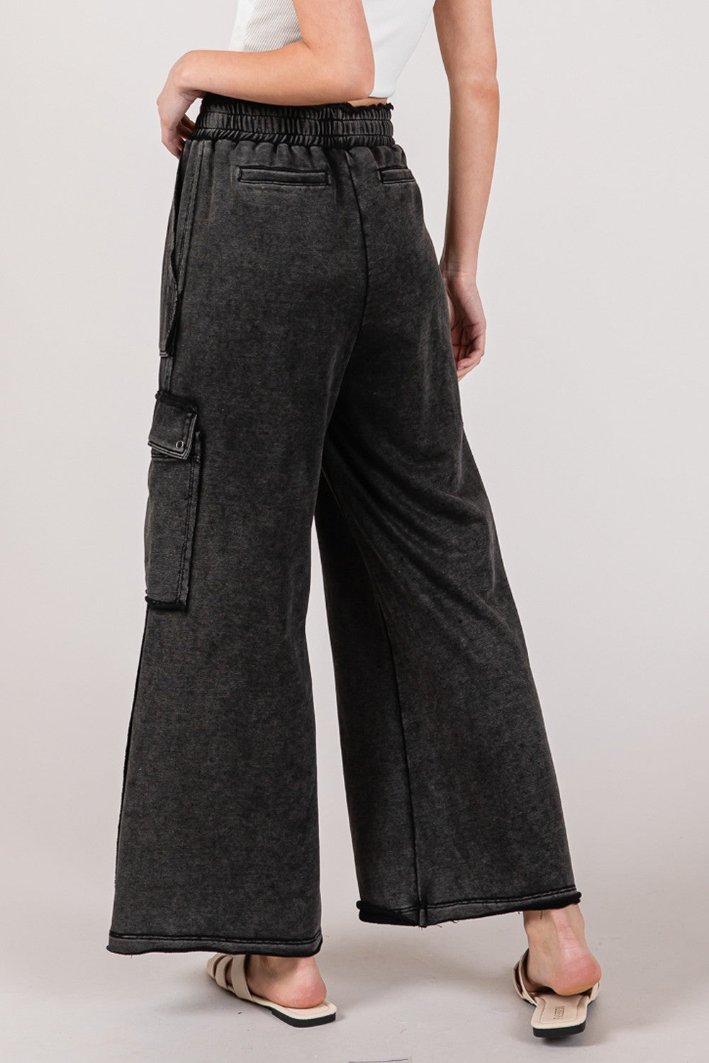 Knit Terry Mineral Wash Wide Leg Pants