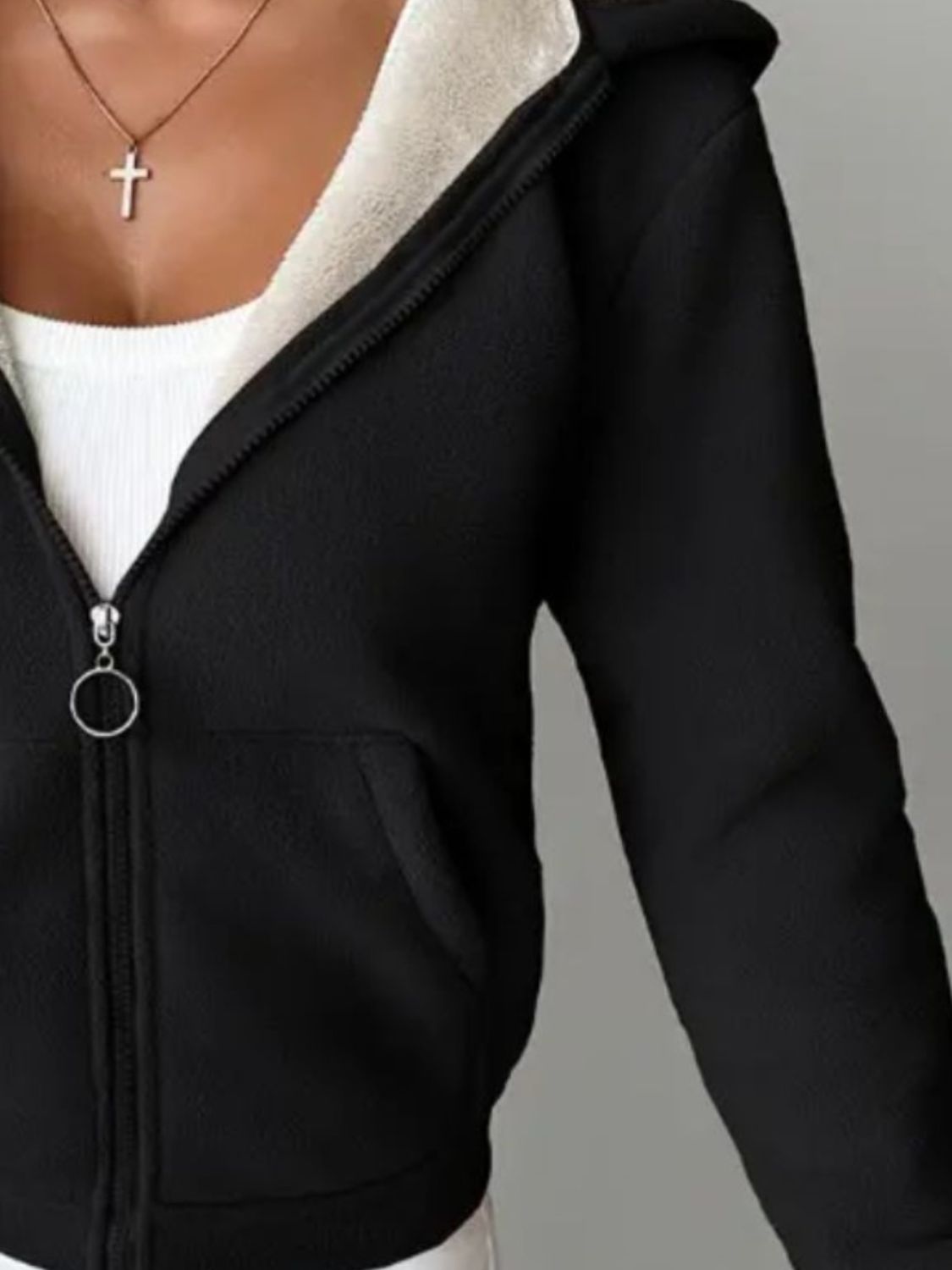 Zip Up Long Sleeve Hooded Outerwear