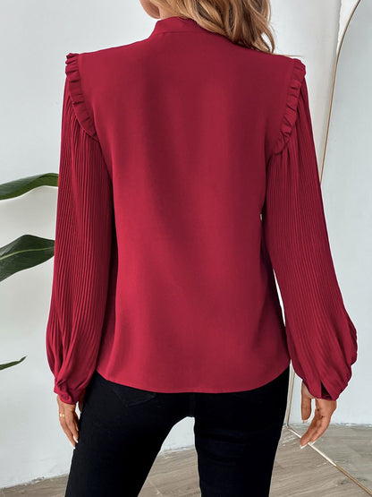 Frill Tie Neck Long Sleeve Blouse