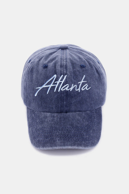 Washed ATLANTA Embroidered Baseball Cap