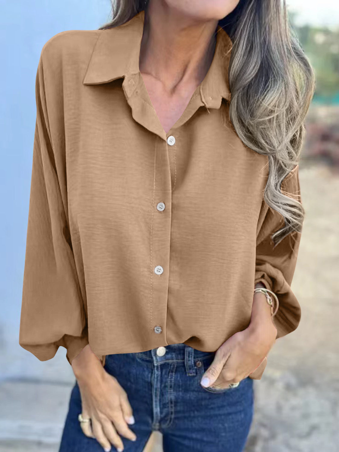 Collared Neck Long Sleeve Shirt