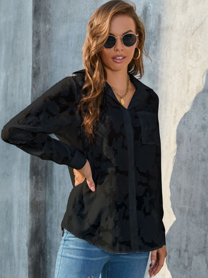 Collared Neck Long Sleeve Shirt