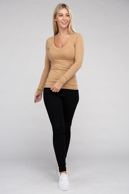 Essential V-Neck Long Sleeve T-Shirt