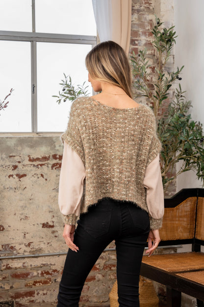 Fuzzy Long Sleeve Knit Top