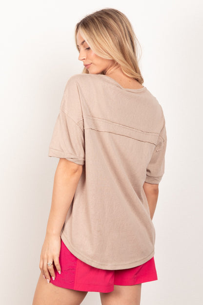 Twisted Sleeve Band Half Button Top