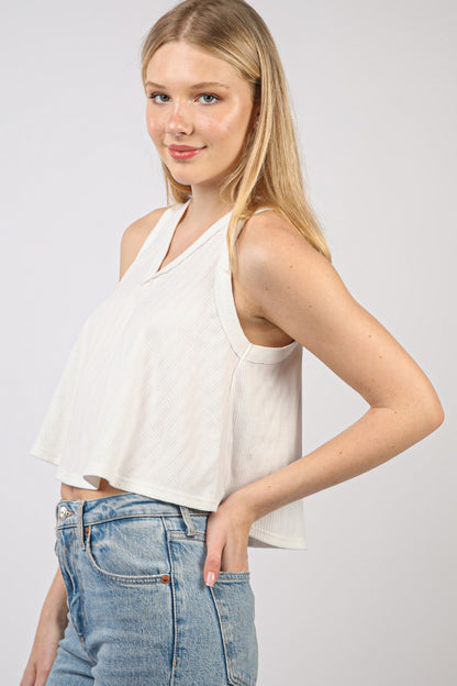 V-Neck Knit Swing Cropped Tank