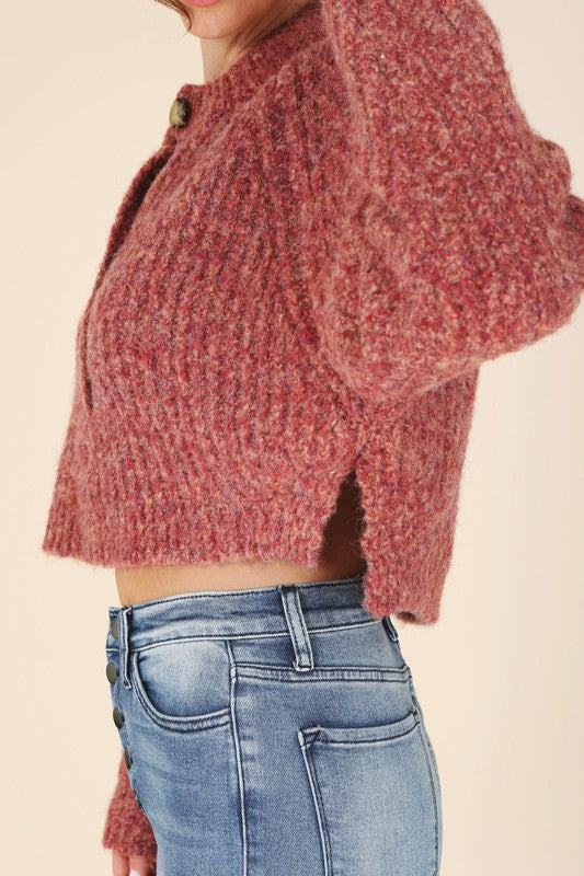 Melange multicolor crop sweater top