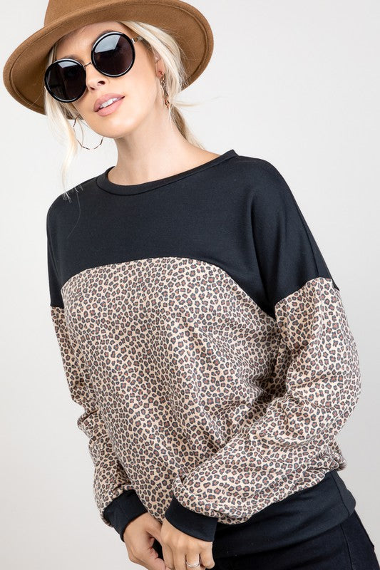 TERRY ANIMAL MIXED SWEATSHIRT TOP