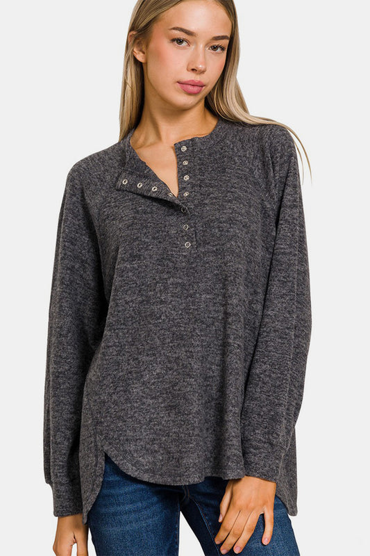 Brushed Melange Hacci High-Low Sweater