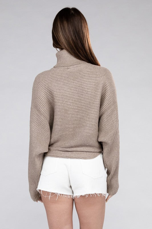 VISCOSE DOLMAN SLEEVE TURTLENECK SWEATER