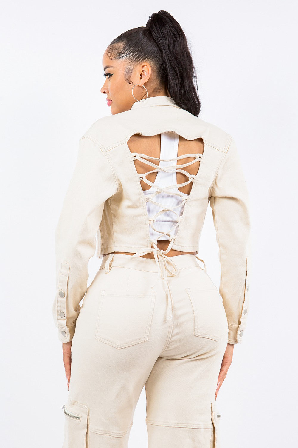 Laced Back Cropped Jacket