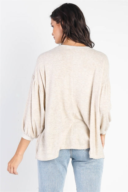 Drop Shoulder Puff Sleeve Top