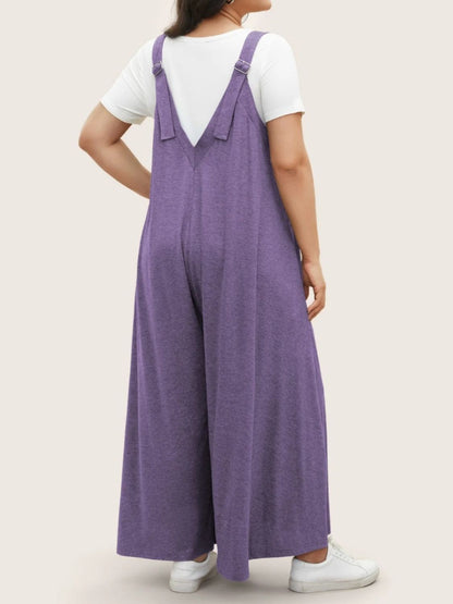 Pocketed Wide Leg Overalls