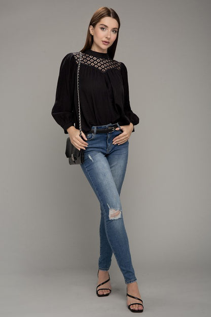 Lace yoke blouse