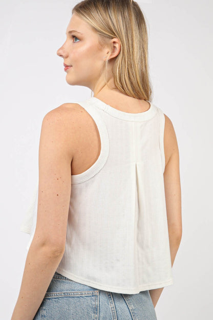 V-Neck Knit Swing Cropped Tank