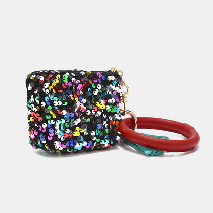 Nicole Lee USA Sequin Pouch Wristlet Keychain