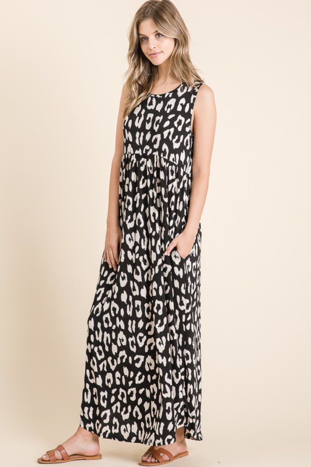 Leopard Maxi Dress with Pockets