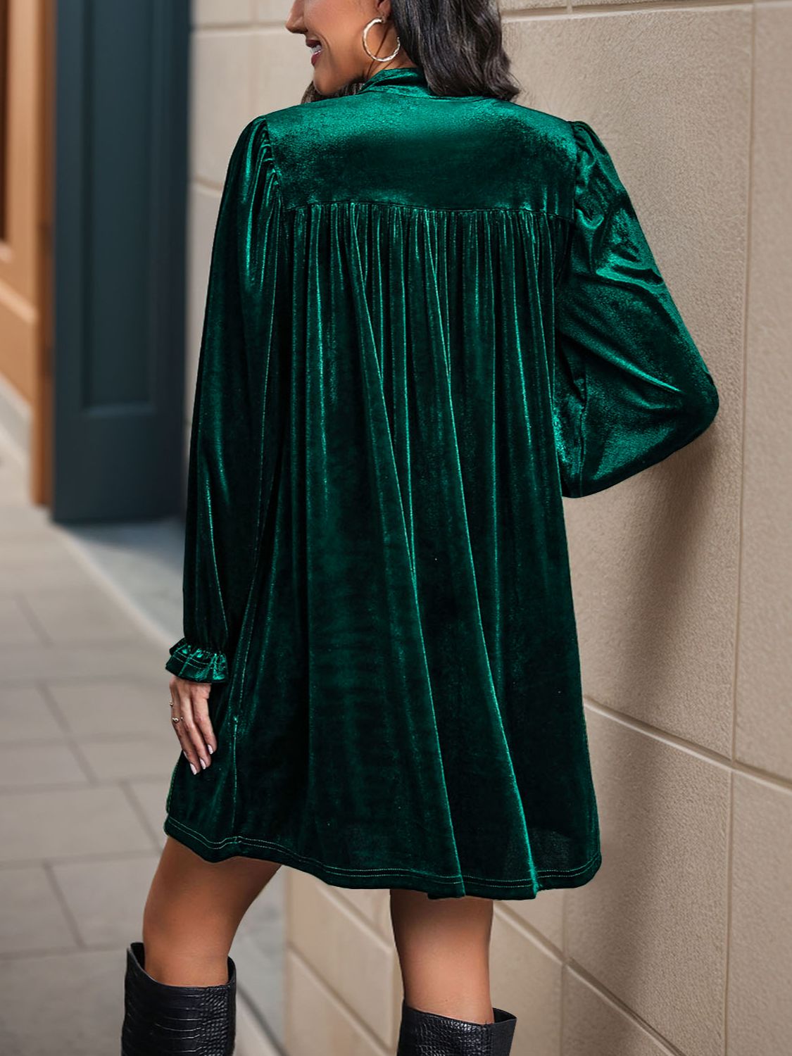 Ruched Surplice Long Sleeve Mini Dress