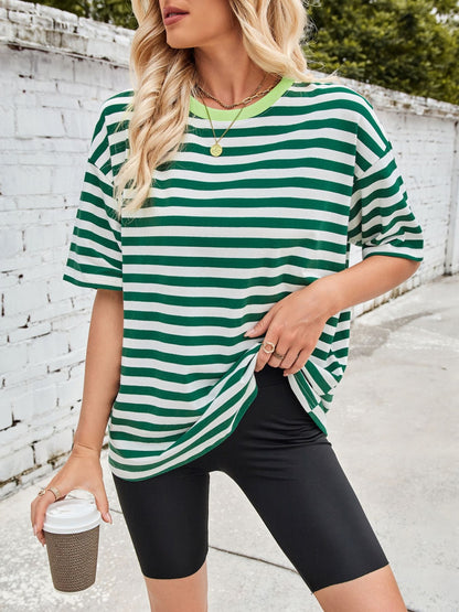 Striped Round Neck Half Sleeve T-Shirt