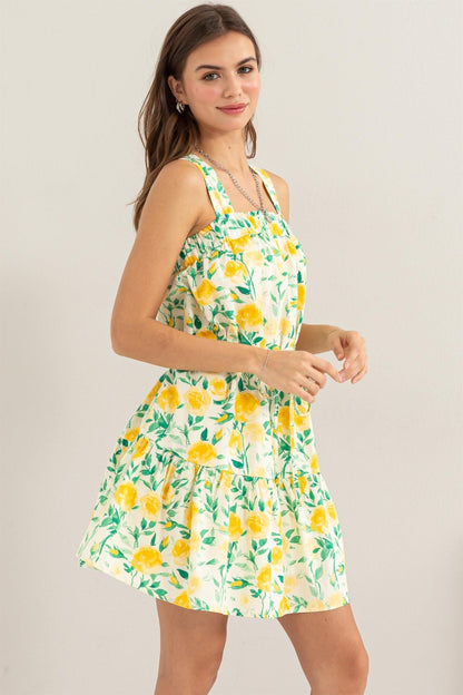 Floral Tie Shoulder Mini Dress