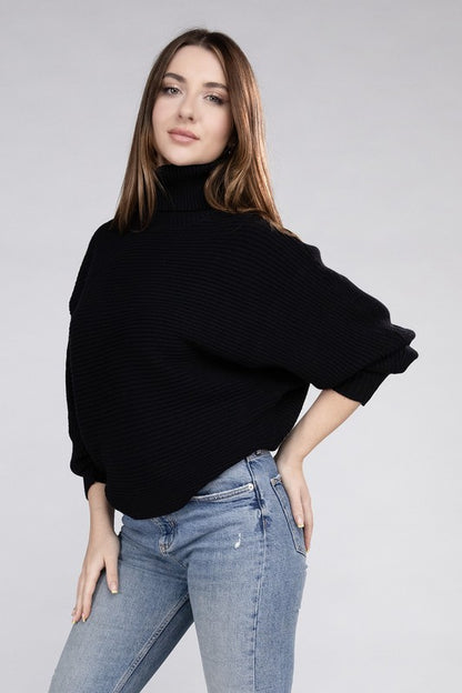 VISCOSE DOLMAN SLEEVE TURTLENECK SWEATER