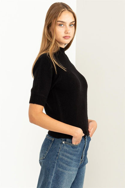 LOVELY EMBRACE PUFF SLEEVE SWEATER TOP