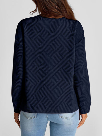 Texture Round Neck Long Sleeve Sweatshirt