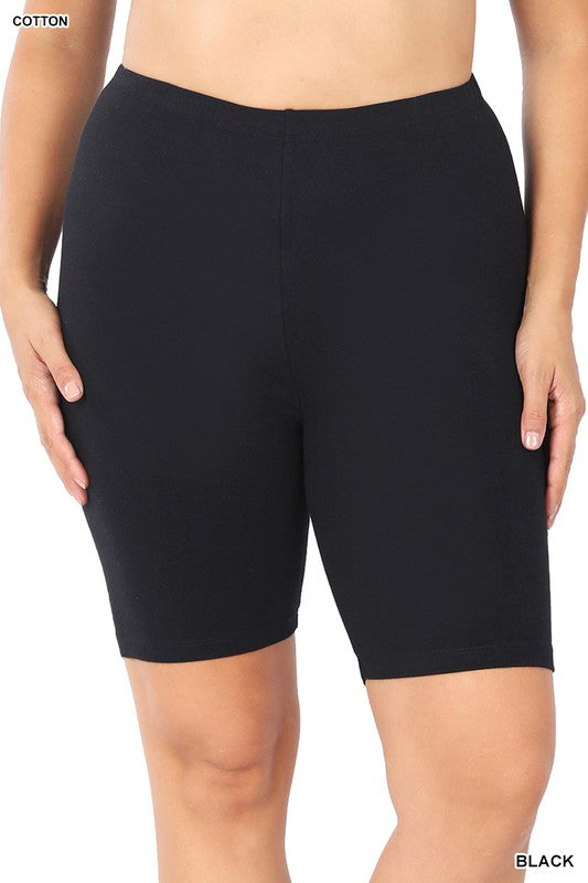 PLUS PREMIUM COTTON BIKER SHORTS