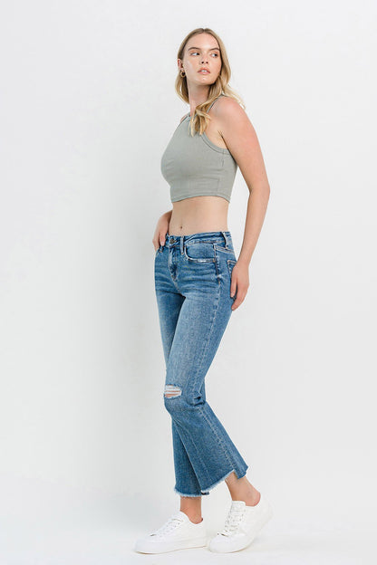 Vervet by Flying Monkey Mid Rise Distressed Cropped Flare Jeans