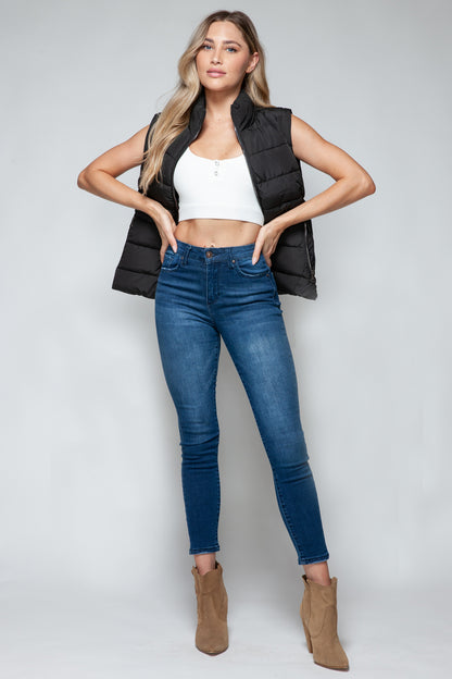 Zip Up Turtleneck Vest with Pockets