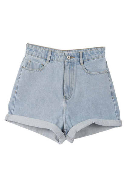 Roll up denim shorts