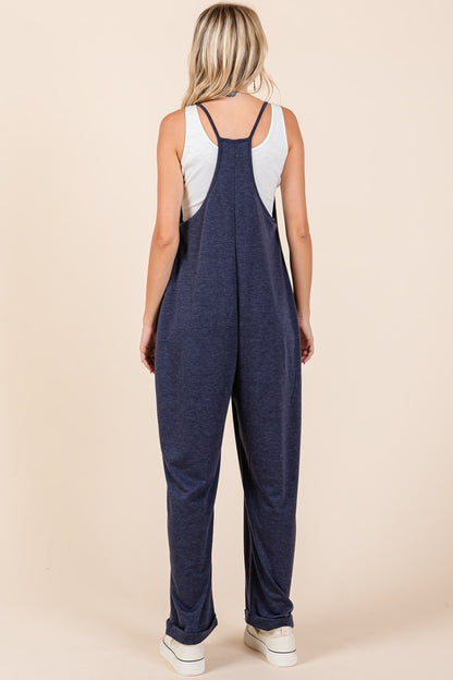 Patch Pocket Wide Leg Sleeveless Jumpsuit