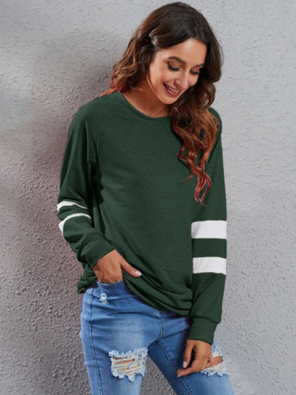 Striped Round Neck Long Sleeve T-Shirt