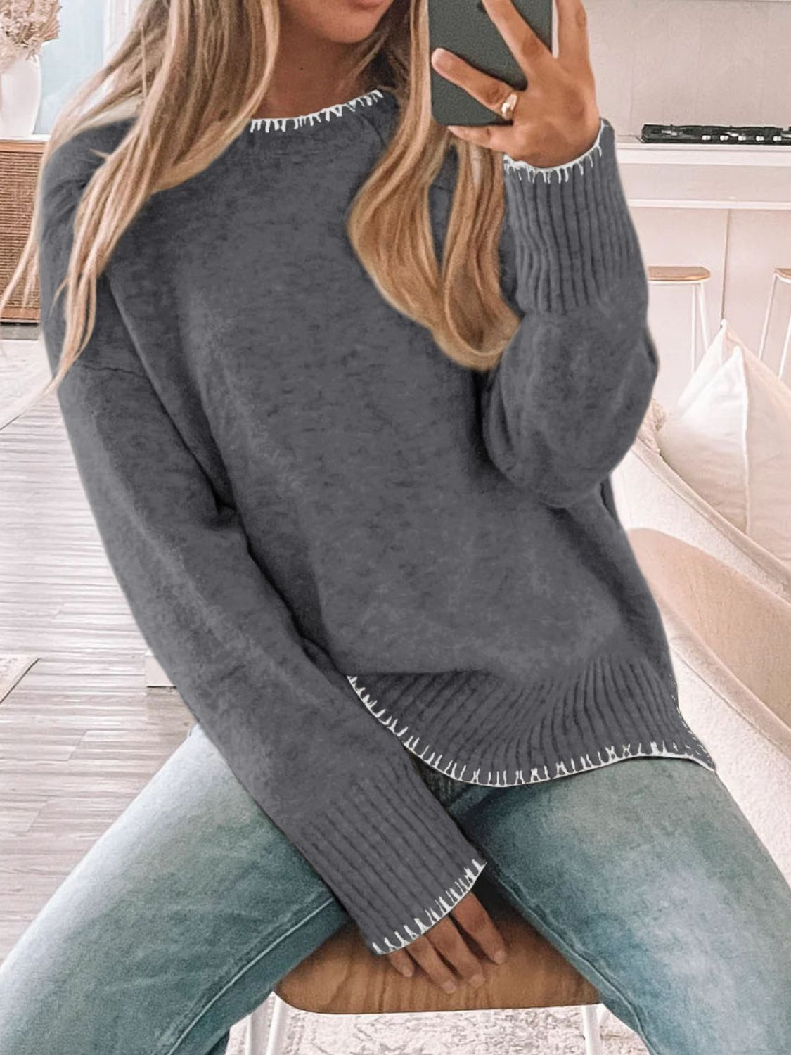 Round Neck Long Sleeve Sweater