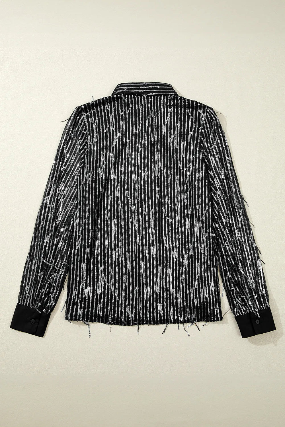 Sequin Collared Neck Long Sleeve Shirt