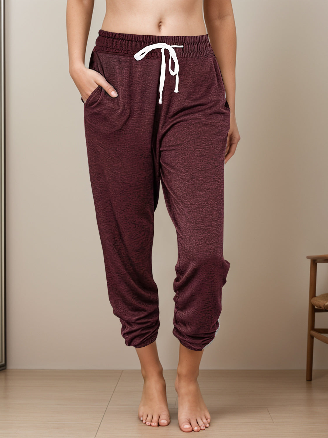 Drawstring Elastic Waist Joggers with Pockets