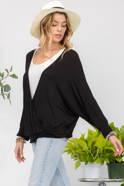 Contrast Round Neck Top with Two Layer Detail