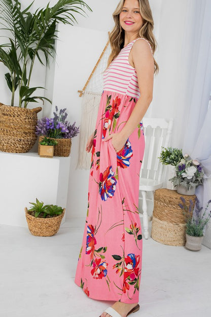 FLORAL MIX TANK MAXI DRESS