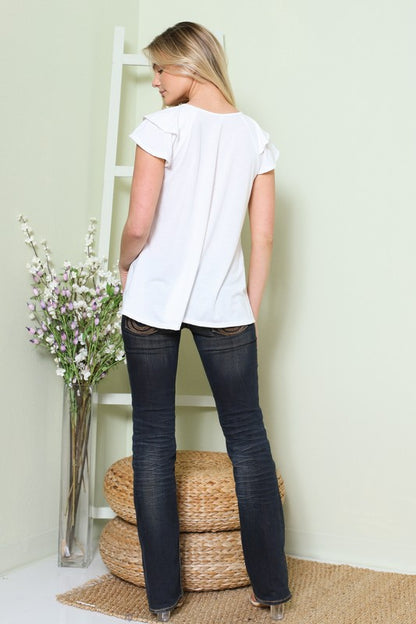 Solid Short Sleeve Tiered Top