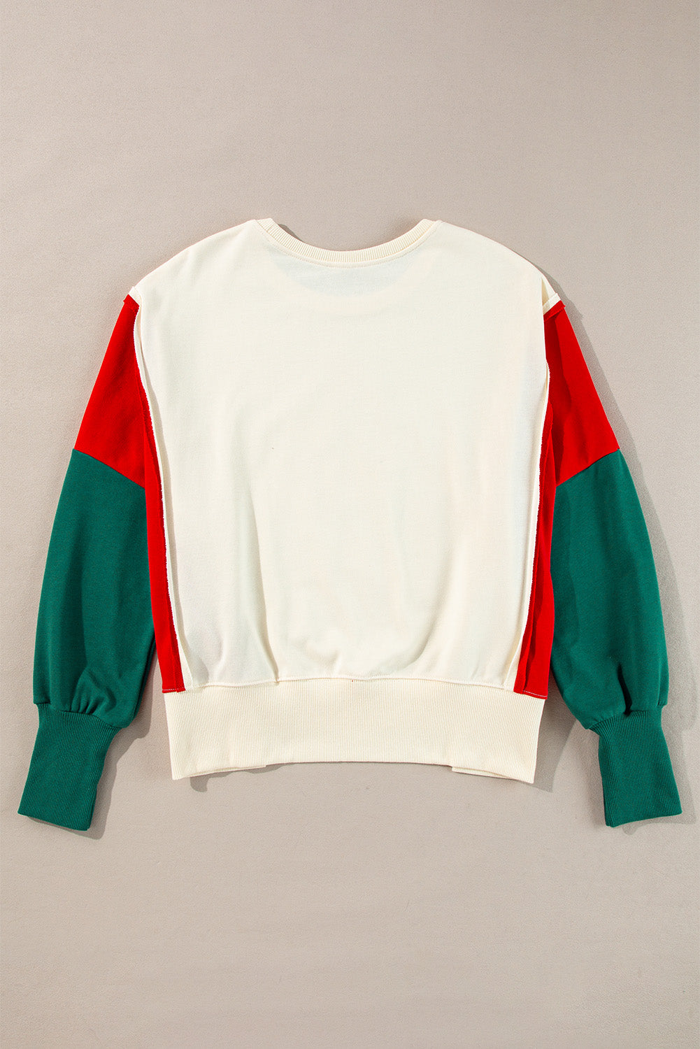 Color Block Star Side Slit Lantern Sleeve Sweatshirt