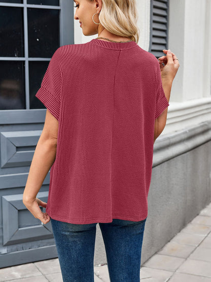 Round Neck Short Sleeve Rib T-Shirt